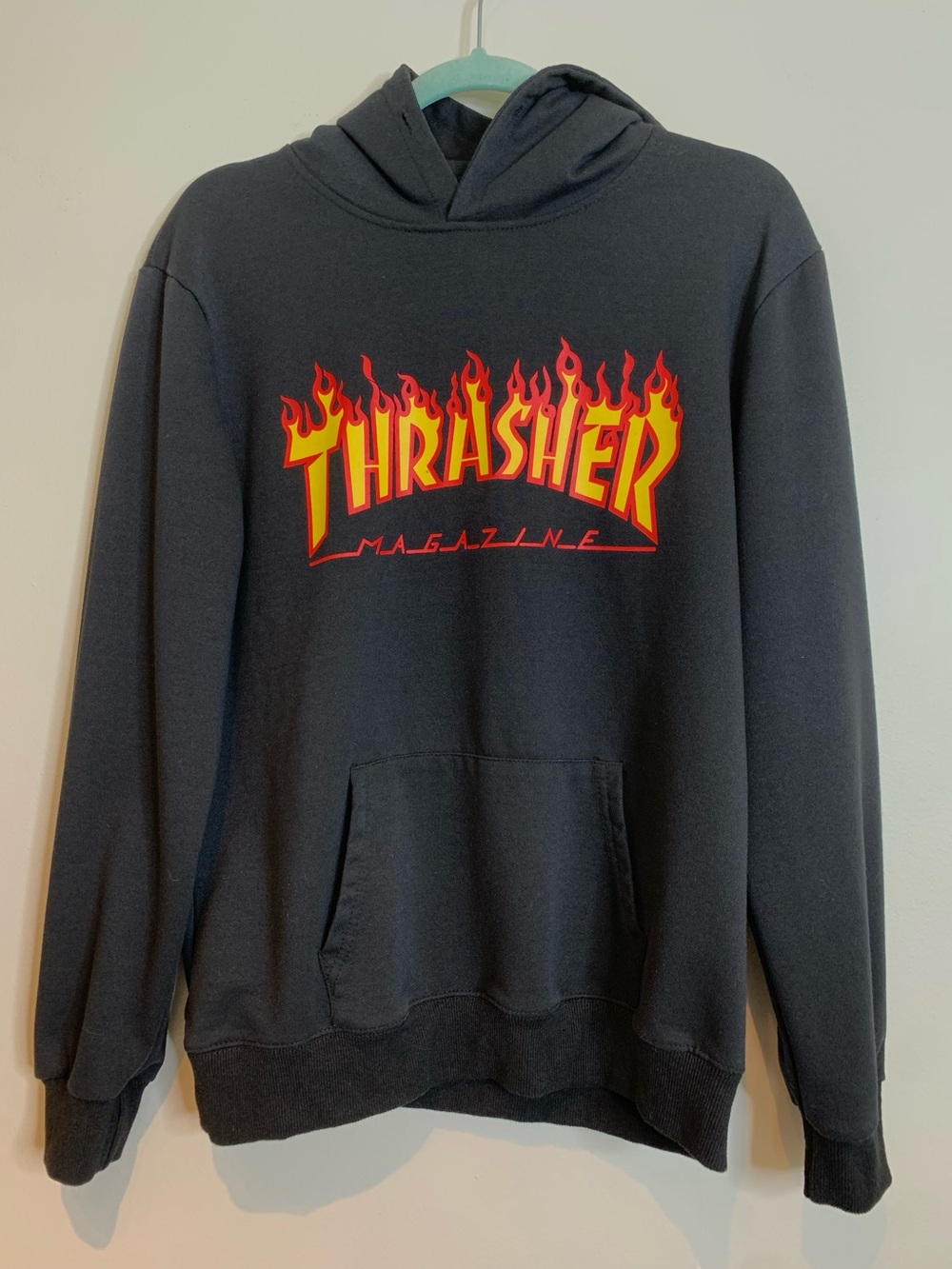 Thrasher Flame Logo Black Hoodie - Thrasher Small